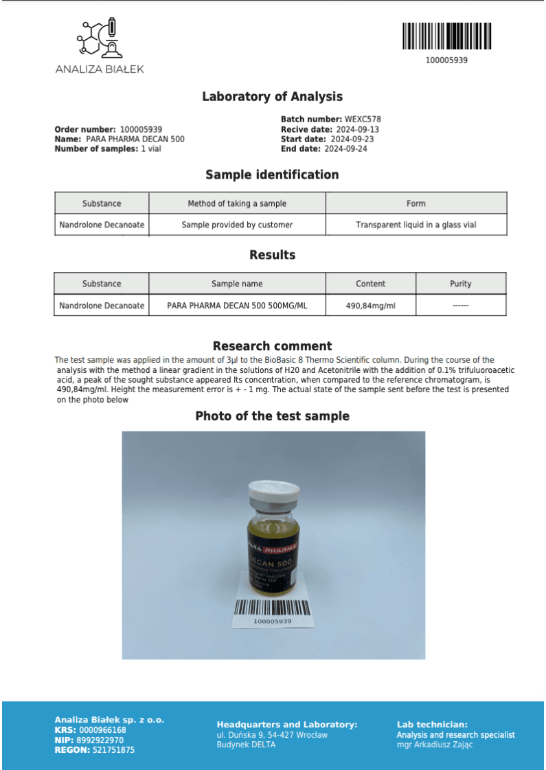 PARA PHARMA DECAN 500mg/ml 2 PARA PHARMA DECAN 500mg/ml - Image 2